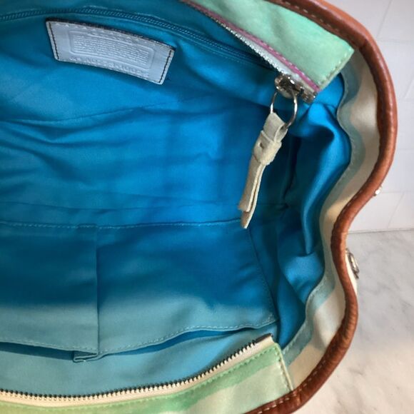 Coach Hampton Watercolor Pastel Stripes Small Mini Tote Handbag - Picture 14 of 16